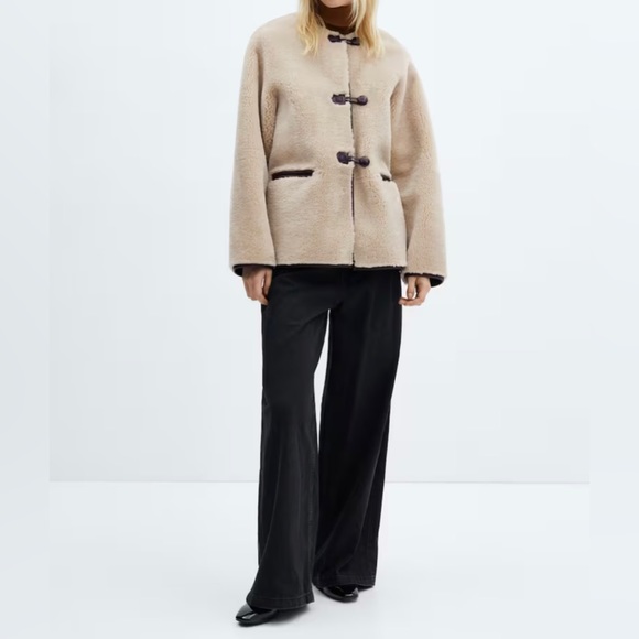 Mango Cream and Black Puffer Jacket - Picture 1 of 5